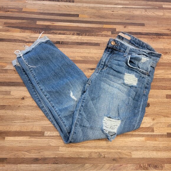 Joe's Jeans Boyfriend Slim Crop Distressed Blue Jeans - Picture 2 of 12